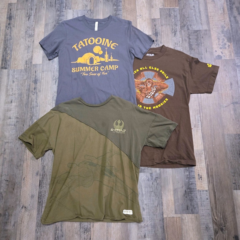 Star Wars Shirt lot of 3 (1) M & (2) L Galaxy's Edge Chewy Tatooine Disney Parks
